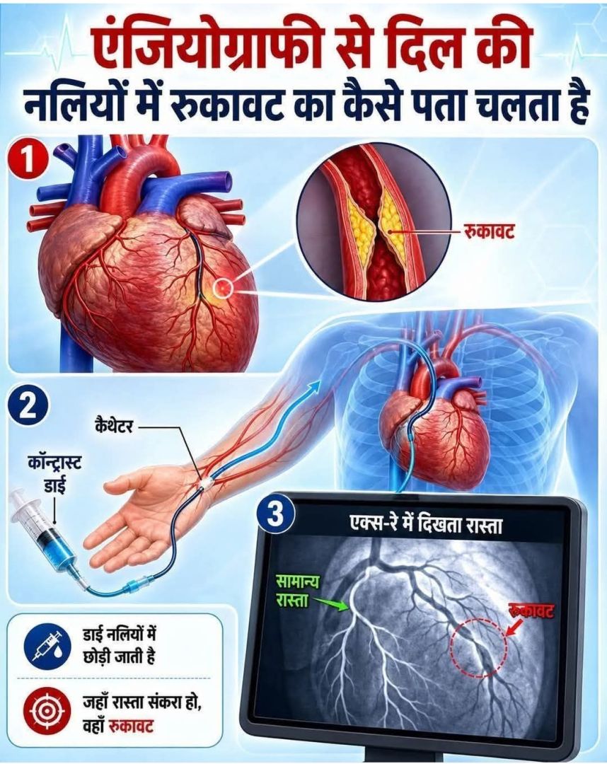 एंजियोग्राफी से दिल की नलियों में रुकावट का कैसे पता चलता 